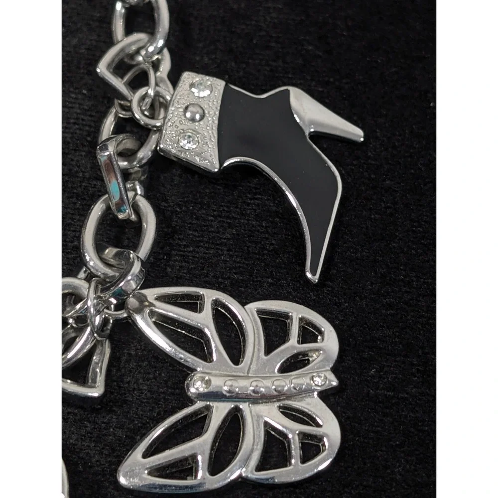 Ashley Stewart Charm Bracelet Watch Heart‎ Butterfly Shoe New Battery 9